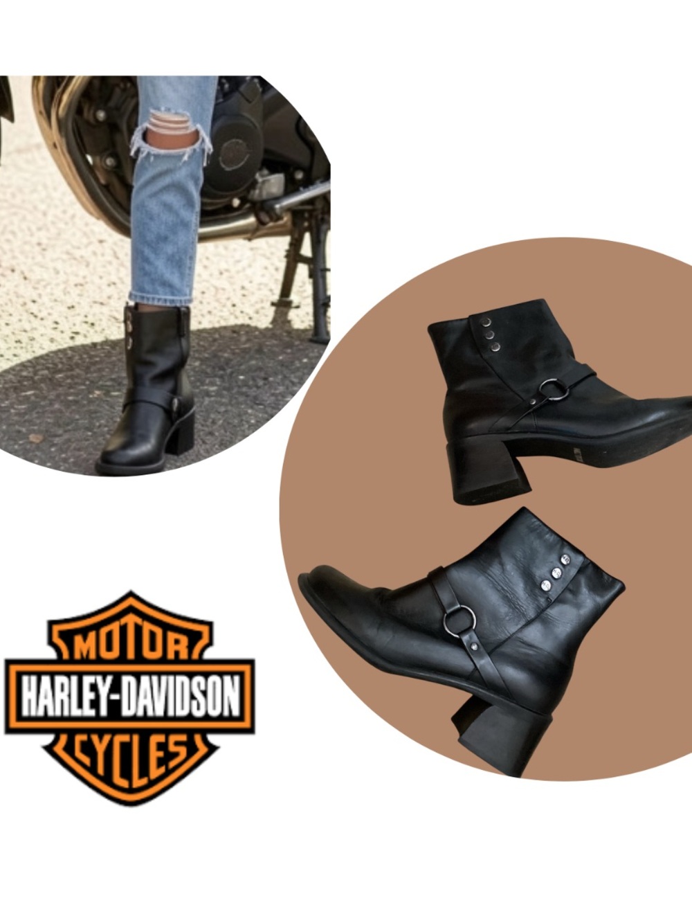 Harley-Davidson Black Leather Women’s Ankle Boots